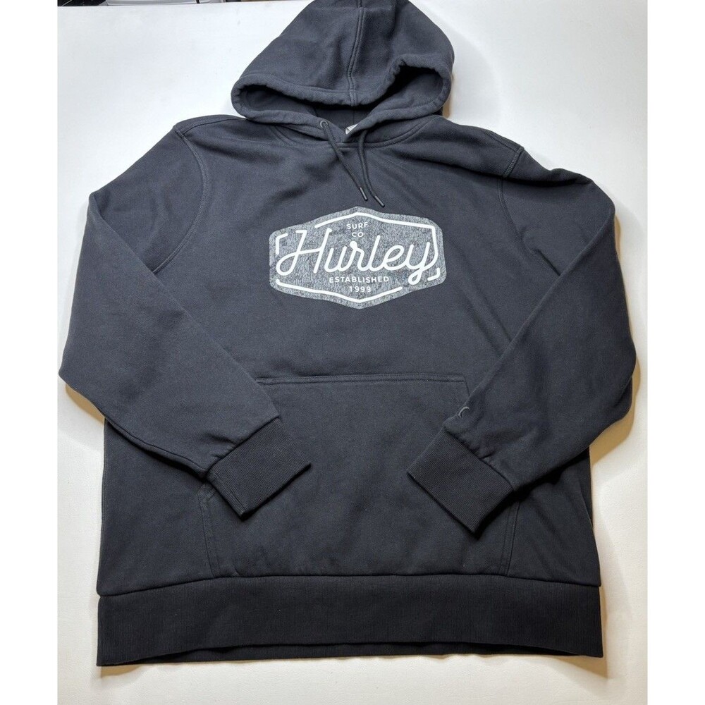 Hurley Mens Hoodie Fleece Lined Surf Classic Graphic Logo Black Sz XL Sweatshirt